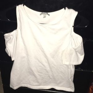 white off the shoulder crop top